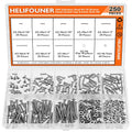 HELIFOUNER 250 Pieces #2-56 x 3/16" 1/4" 5/16" 3/8" 1/2" 5/8" 3/4" 1", Button Head Socket Cap Screws Bolts Washers Nuts Kit, Coarse Thread, Fully Machine Threaded, 304 Stainless Steel - size: #2-56, style: Button Head