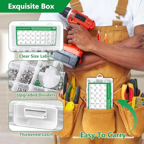 820Pcs Screw Assortment Kit, M2-M4 Stainless Steel Hex Socket Cap Bolts - size: SS M2 M3 M4 820pcs 3