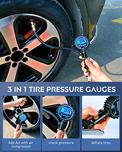 Nilight Tire Inflator with Digital Pressure Gauge 250PSI Heavy Duty - color: Tire Pressure Gauge Style 3