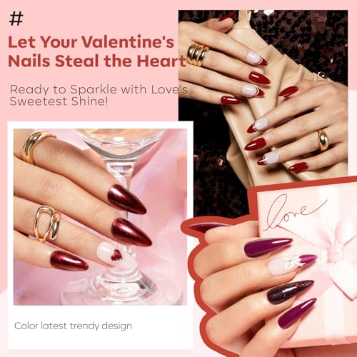 modelones Nail Polish Set, 6 Colors Red Burgundy Cat Eye Nail Polish - color: A2 Dark Red