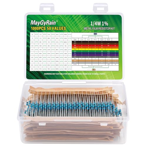 50 Values Metal Film Resistor Kit,1/4W 1% High Precision Axial Lead Resistors, Resistor Assortment with Storage Box for DIY Projects,Electronic Repair Circuit (1/4W-50Values-1000PCS, Metal) - style: 1/4W-50Values-1000PCS