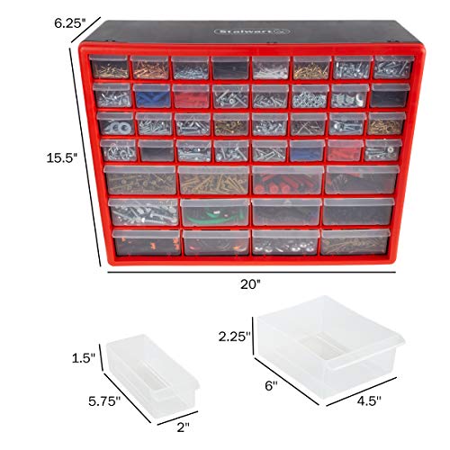 Stalwart 44 Drawer Storage Cabinet with 12 Large, 32 Small Compartments - style: 44 Drawers