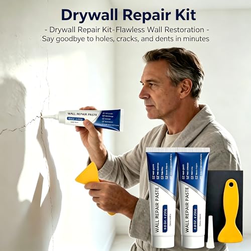 2 PCS Drywall Repair Kit with Scraper, 2026 Upgrade Wall Repair Paste Tube for Holes & Cracks, Professional Drywall Patch Paste & Wall Repair Ointment for DIY Home Improvement (White)