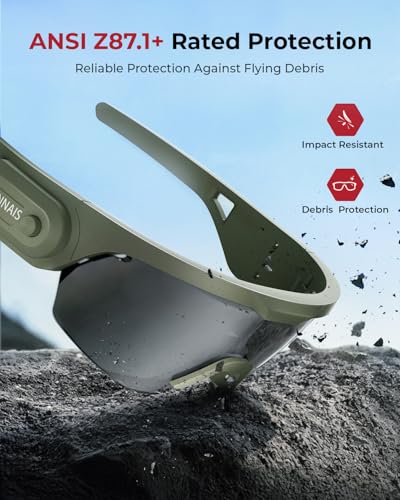 ONNAIS Safety Glasses ANSI Z87.1+ with Earplugs NRR 32dB - color: Military Green