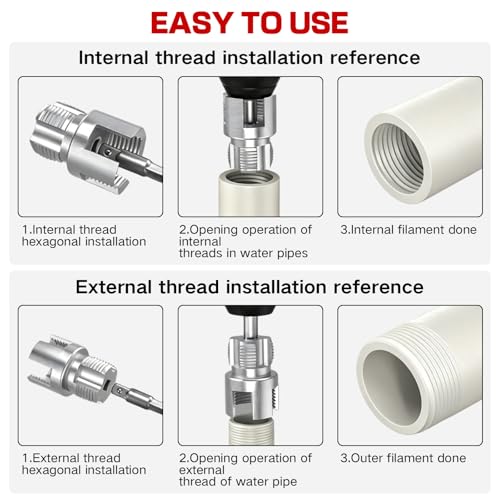 PVC Pipe Threader Kit, Threading Tool, PVC Plumbing Tools,Pipe Tapping Tool - size: 1/2+3/4+Step Drill Bit