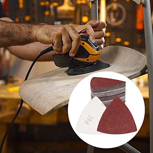 120 Pcs Triangle Sanding Pads, 40 Grits Detail Sander Sandpaper Hook and Loop Sanding Sheet,3-1/8"(80mm) Triangular Sandpaper for 3-1/8" Oscillating Multi Tool, No Holes - size: 40 Grit, style: No Hole