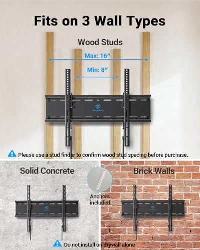 PERLESMITH Tilt TV Wall Mount with LED Light, TV Mount for 26–60 Inch TVs up to 115 lbs, Low Profile Backlit TV Bracket with Music Sync, Fits 8″/16″ Wood Studs, Max VESA 400x400mm, PSTVM74B - size: 23-60" Tilt TV Wall Mount with LED