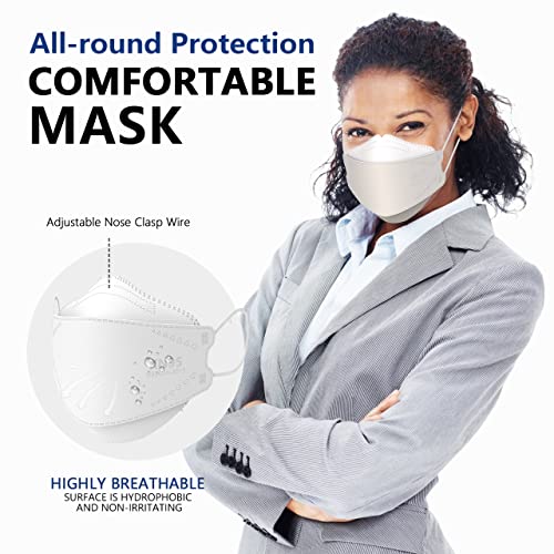 LEVENIS KN95 Face Masks 100 Pack, Breathable Comfortable and Disposable KN95 Mask, White - color: 100pcs Adult-white
