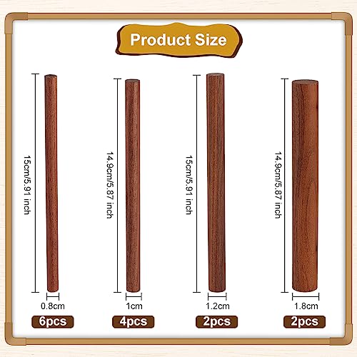 OLYCRFAT 14 Pcs 4 Size Walnut Dowel Rods 6 Inch Length Dowel Rods Wood Sticks Unfinished Round Sticks Wooden Carving Blocks Waxed Wooden Sticks for Building Model Material DIY Craft - Coconut Brown - color: Round - Walnut Wood