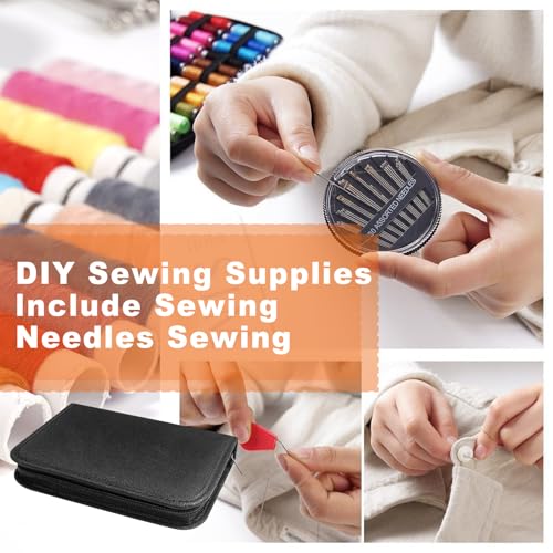 JUNING Sewing Kit with Black Case Portable Sewing Supplies for for Mom Grandma Women Men Teen Girls Boys Adults Beginner, Home Travel, Emergency, 42 Threads, Scissors, Needles, Measuring Tape and More - size: XL-42 Threads
