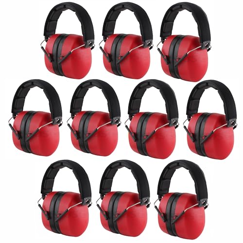TITUS 3 Series, Onyx 37 Original Highest NRR Noise Reduction Earmuffs - color: 10 Pack Red (Premium Band / Earmuffs Only) No Logo