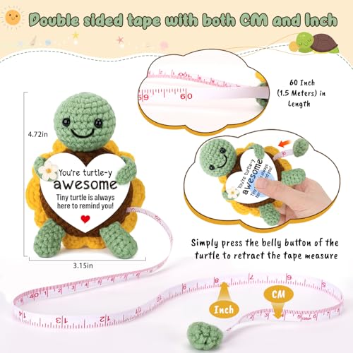 Xinezaa Gifts for Women, Crochet Turtle 60 in Retractable Tape Measure - style: awesome