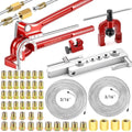 smseace 55Pack 3/16 Inch+3/16 Inch Brake line kit Include 25 FT Zinc-Plated Brake Lines with Fitting(32pcs Fittings,4pcs Union+8pcs Nut) Brake line Bender,Single Flare Tool,Cutter Brake line kit - color: Silver-A, size: 3/16inch+3/16inch