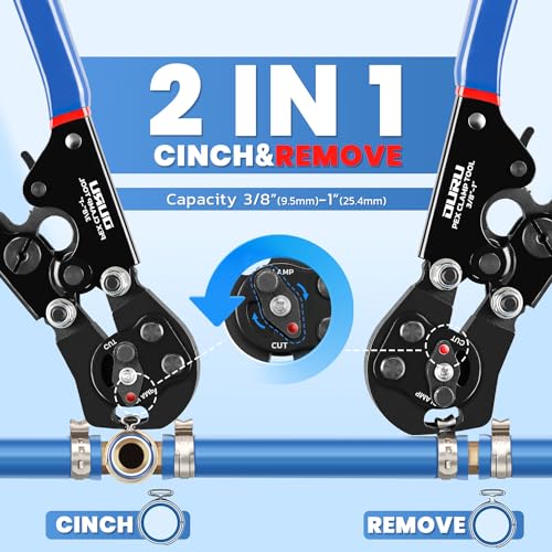 OURU PEX Crimping Tool Kit, Cinch & Remove, 3/8" to 1",PEX Cutter & Clamps