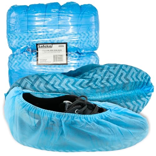 Premium Disposable Boot & Shoe Covers Booties, Durable, Non-Slip, Non-Toxic, Recyclable Protectors, Fits Most Shoes - Blue - Pack of 100 (50 Pairs) - style: Blue Bag of 100