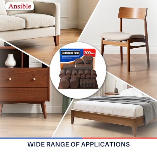 Ansible 299 PCS Felt Furniture Pads for Hardwood Floors - size: 299 PCS Brown
