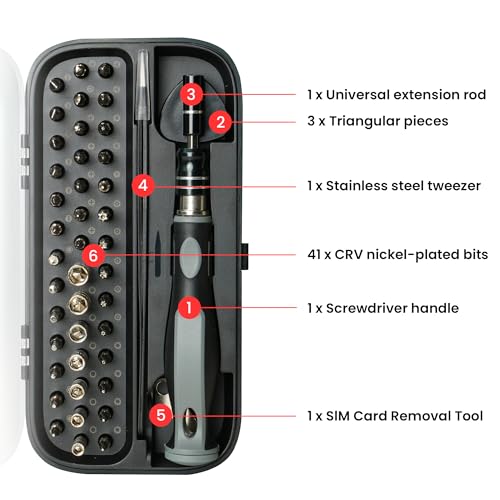 Pocket Precision Screwdriver Set, 48 in 1 Magnetic Screwdriver Set with CR-V Bits, Electronics Repair Tool Kit for Dorm Room Repairs, Phone, Laptop, Camera, Eyeglass, Watch, and Student Projects