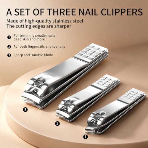 Manicure Set, Stainless Steel Nail Clipper Set with Luxurious Travel Case - color: Silver and Black