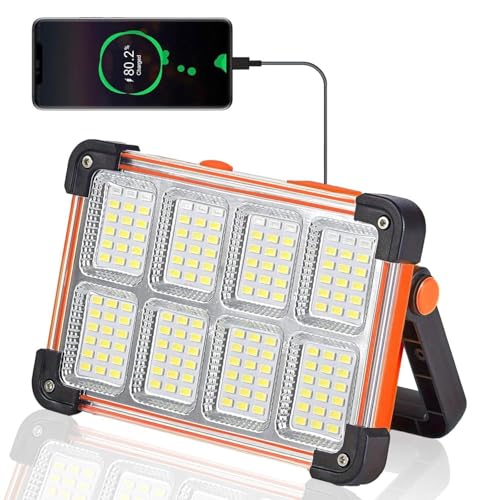 YXQUA 120W Solar Rechargeable Work Light, 144 LED 10000LM, Orange - color: Orange