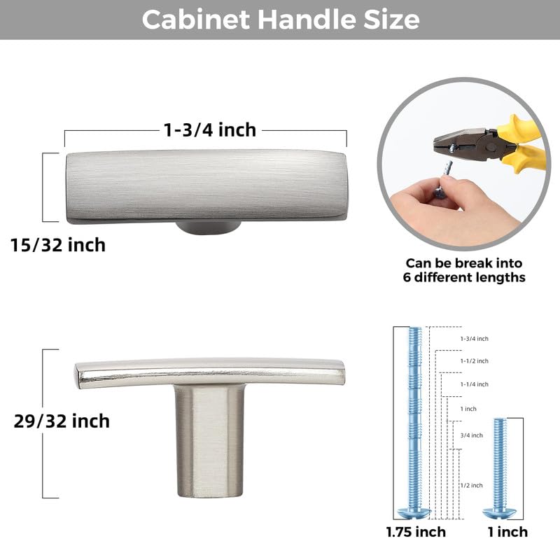 3 Pack Brushed Nickel Cabinet Knobs, 2in Length Curved Bar Drawer Pulls | Single Hole Grip, Stainless Steel Build, Kitchen Cabinet Restyle, For Drawers, Dressers, Cupboards, Closet Doors - color: Brushed Nickel, size: 3 Pack, style: Curved