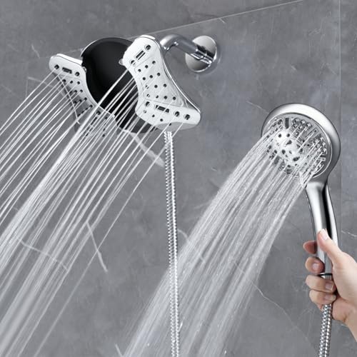 GRICH Shower Head with Handheld Spray - Dual High Pressure Showerhead - color: Chrome, size: 2.5 GPM