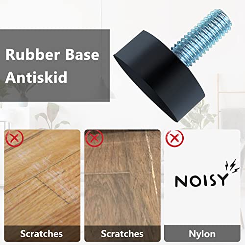 8pcs M8 Adjustable Rubber Furniture Levelers Screw in Threaded Furniture Legs Leveling Feet -Adjustable Furniture Feet –Iron Chair Leg Levelers -Floor Protector Heavy Duty Leveling Feet Glides
