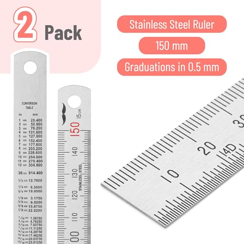 Mr. Pen- Machinist Ruler, 2 Pack, 150mm, Stainless Steel Imperial - style: 150 mm, 2 Pack