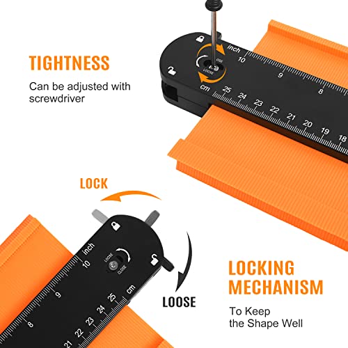 DODOWIN 20 Inch Connectable Contour Gauge, Gifts for Men, Dad and Husband - color: Orange-20 In.