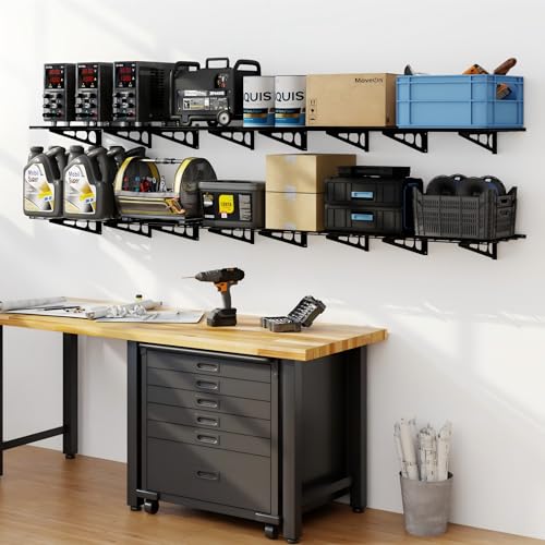 FLEXIMOUNTS 4-Pack 2x3ft Garage Shelving, 24"x72" Storage Shelves, Black - color: Black, size: 4 pack-2x3 ft