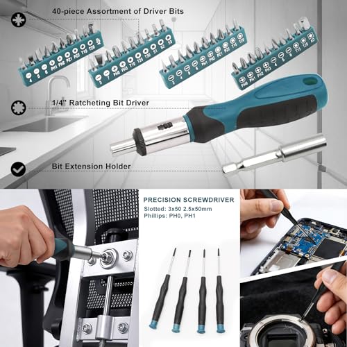 Home Tool Kit 199 Piece Basic Household Auto Repair Tool Set Car Toolbox General Hand Tool Kit for Home Men Women DIY with Plastic Toolbox (Blue and black) - color: Blue and Black