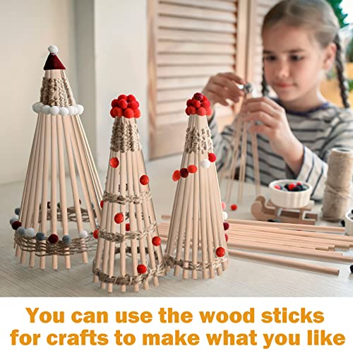Treela 100 Pcs Wooden Dowels Rods Wood Sticks for Crafts Wooden Dowel Rods Unfinished Hardwood Sticks for DIY Crafts Art Class Woodworking (3/8 x 12 Inch) - size: 3/8 x 12 Inch