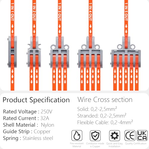 62Pcs Lever Wire Connectors, DIY Mini Compact Splicing Electrical Connectors Assortment Pack Kit for Quick Connect 24-12 AWG