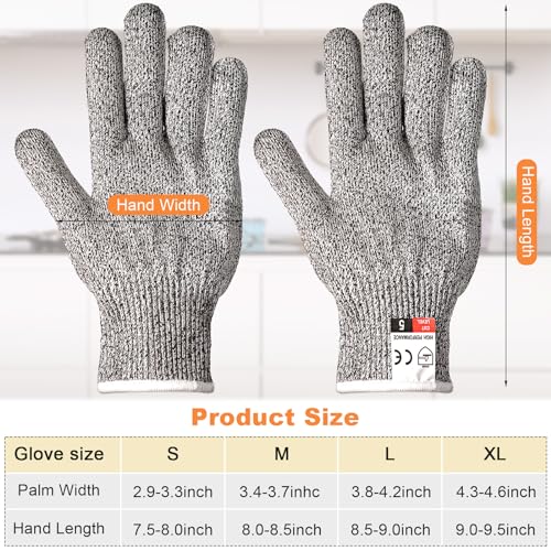 Potchen 15 Pairs 15 Pairs Cut Resistant Gloves Level 5, Safety, Large - size: Large