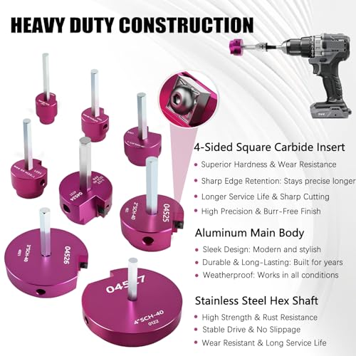 PVC Pipe Reamer Kit 8 PCS 1/2" 3/4" 1" 1-1/4" 1-1/2" 2" 3" 4" for SCH 40 - size: 1/2+3/4+1+1-1/4+1-1/2+2+3+4 Inch