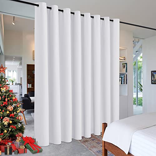 RYB HOME Extra Wide Curtains for Bedroom Closet Office Living Room Divider - color: Greyish White, size: 180"W x 84"L (Pack of 1)