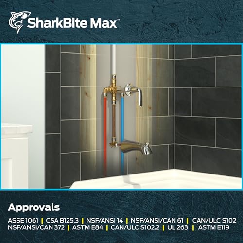 SharkBite Max Shower and Tub Connection Kit, Push to Connect Brass Plumbing Fittings, PEX Pipe, Copper, CPVC, PE-RT, HDPE, UR25567