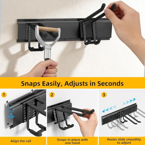 GRENPRO 49.5 Inch Garage Tool Organizer, 6 Double-layer Hooks, Holds 440lbs - size: 49.5 inch
