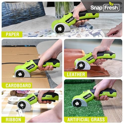 SnapFresh 4V Cordless Electric Scissors with 2.0Ah Battery & LED Light