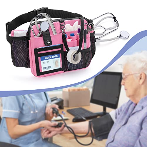 Damero Nurse Fanny Pack with Multi-Compartment and Tape Holder, Pink - color: Pink