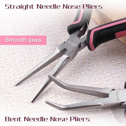 2PCS Mini Needle Nose Pliers Set Smooth Jaws Small Long Nose Pliers and Bent Nose Pliers Jewelry Plier for Jewelry Making, Extra Long Needle Nose Plier for Wire Wrapping Object Gripping - style: Straight & Bent Needle Nose Plier Smooth Jaws