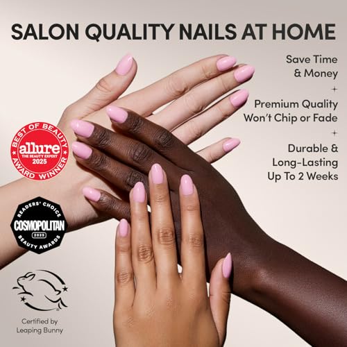 Glamnetic Press On Nails - Short Oval, Glossy Fake Nails 30 Pc Full Kit - color: 2F - Think Pink