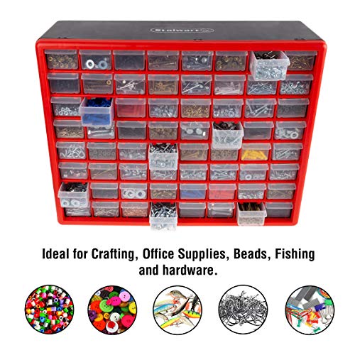 Stalwart 64-Drawer Storage Organizer, Red - style: 64 Drawers