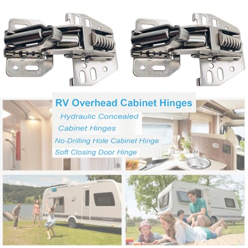 RV Soft Close Cabinet Hinges for Motorhome, Caravan, Camper & Travel Trailer - 4pc Overhead Cabinet Hinges