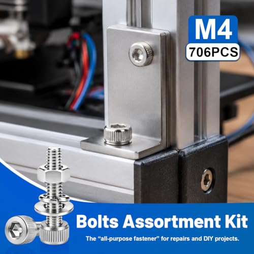 706PCS M4 Hex Socket Head Cap Screw Assortment Kit 304 Stainless Steel - size: SS M4 706PCS