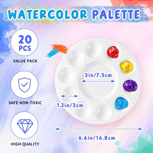 20PCS Paint Tray Palettes, Plastic Paint Palette, Watercolor Palettes Paint Trays for Kids