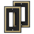 Pearled Frame Decorative Wall Plate Switch Plate Outlet Cover (Single Decorator 2PK, Black & Dark Golden) - style: Single Decorator 2PK