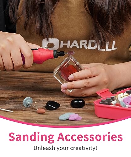 HARDELL Rotary Accessory Kit w/ 1/8" Shanks, Sanding & Carving Pink - color: Pink