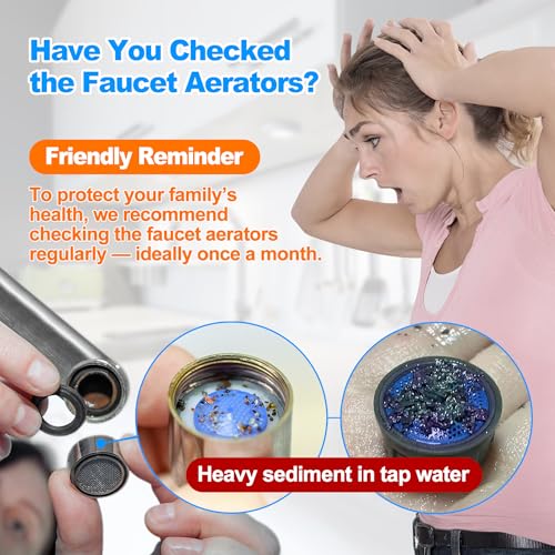Upgraded Portable 5-in-1 Faucet Aerator Removal Tool, 304 Stainless Steel Mini Aerator Key Wrench for Sink Faucets Aerators, Fits Regular Size (Quarter), Junior Size (Nickel)