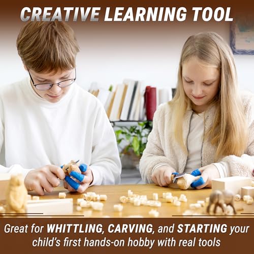 BeaverCraft Whittling Knife for Kids, Beginners - Safety Wood Carving Knife C1 Kid - Whittling Knives with Rounded Tip for Children, Entry-Level Carvers - Wood Carving Tools for Beginners, Boy Scout
