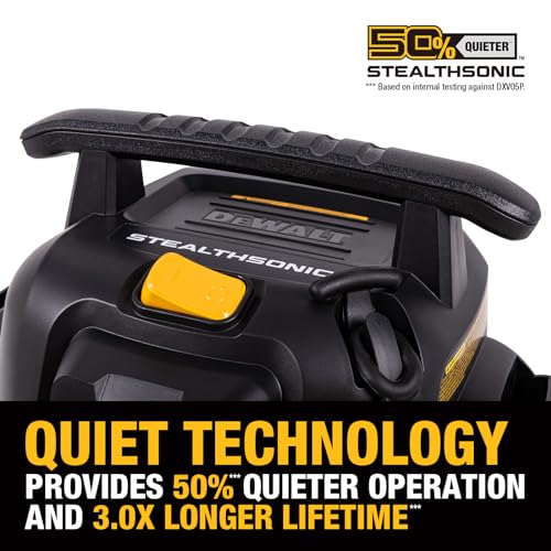 DEWALT Stealthsonic Shop Vac 5 Gallon 4 Peak HP Shop Vacuum Wet and Dry | Ultra-Quiet Vacuum Cleaner with Complete Accessory Kit and 6 Dust Bages, Ideal for Home, Jobsite, Workshop&Garage, DXV05P-QTA